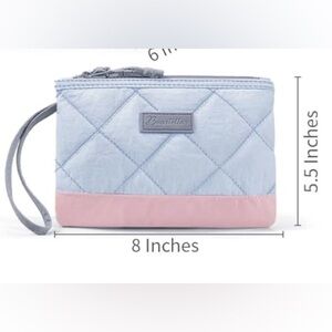 💕 New Bagstellar Quilted Puffer Wristlet  Blue and Pink